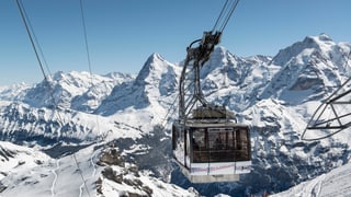 Schilthornbahn im Berner Oberland auf der Fahrt.