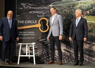 Andreas Schmid, Verwaltungsratspräsident Flughafen Zürich AG, Stefan Feldmann, Head The Circle, und Rolf Dörig, Verwaltungsratspräsident Swiss Life