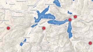 Eine Karte, welche die Zentralschweiz zeigt.