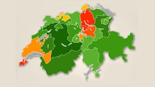 Schweizerkarte mit Kantonsgrenzen.