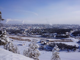 Blick auf die sibirische Stadt Jakutsk. 