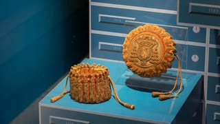 Eine stoffige Tasche ausgestellt im Museum Eine stoffige Tasche ausgestellt im Museum