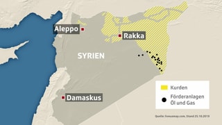 Karte der Ölfelder in Syrien.