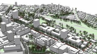 Visualisierung der geplanten Zürcher Grossüberbauung Thurgauerstrasse. Visualisierung der geplanten Zürcher Grossüberbauung Thurgauerstrasse.