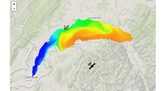 Temperaturkarte des Genfersees. Temperaturkarte des Genfersees.