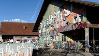 Besetztes Koch-Areal in der Stadt Zürich