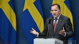 Schwedens Ministerpräsident Stefan Löfven am Podium.