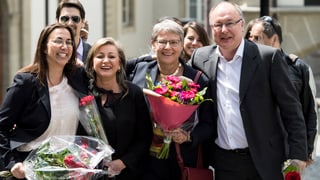 Cesla Amarelle (SP), Nuria Gorrite (SP), Béatrice Métraux (Grüne) und Pierre-Yves Maillard (SP) 