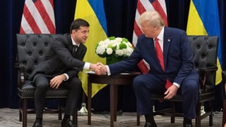 Trump und Selenski schütteln sich die Hand. Trump und Selenski schütteln sich die Hand.