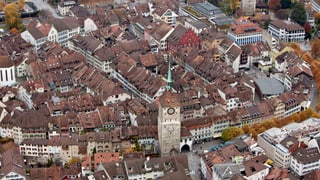 Eine Luftaufname der Stadt Aarau