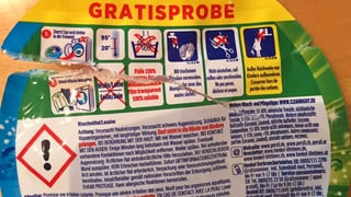 Rückseite des Gratismusters Rückseite des Gratismusters