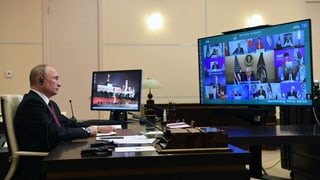 Putin während der Video-Konferenz.