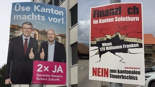 Plakate für und gegen die Solothurner Steuerreform