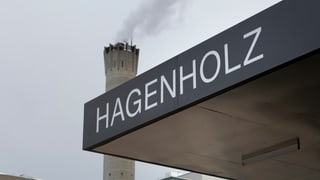 Kamind und Gebäudebeschriftung der Zürcher Kehrrichtverwertungsanlage Hagenholz.