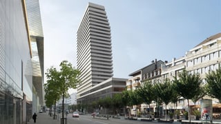 Eine Modelldarstellung des geplanten Claraturms in Kleinbasel