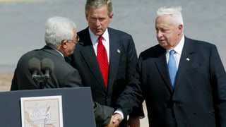Bush, Sharon und Abbas. Bush, Sharon und Abbas.