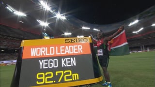 Der Kenianer Julius Yego gewinnt Gold im Speerwurf.