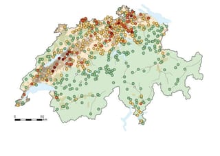 Landkarte der Schweiz mit eingezeichneten Messstellen