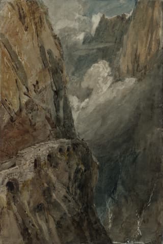 Ein Aquarell von William Turner: dunkles Gebirge. Ein Aquarell von William Turner: dunkles Gebirge.
