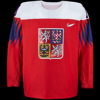 Tschechien spielt mit weissen Schulterpartien, rotem Grund und blauen Oberarmen.