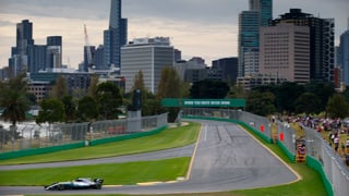 Melbournes Skyline beim letzten Rennen im Jahr 2017.