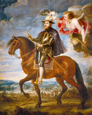 Philip II auf einem Pferd.