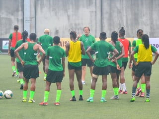 The coach talks to the team