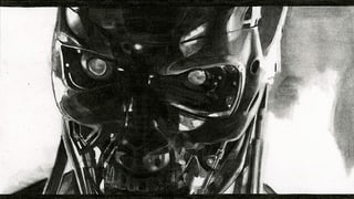 eine schwarz-weiss Zeichnung eines Roboters eine schwarz-weiss Zeichnung eines Roboters