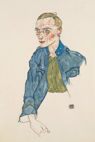 Gemlde eines jungen Mannes mit Brille in Uniform. Gemlde eines jungen Mannes mit Brille in Uniform.