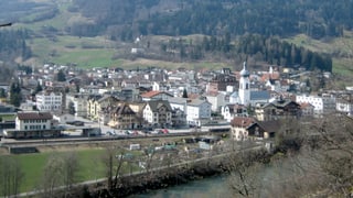 Die Gemeinde Ilanz aus der Vogelperspektive