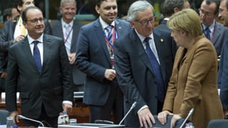 Von links nach rechts: François Hollande, Jean-Claude Juncker, Angela Merkel.