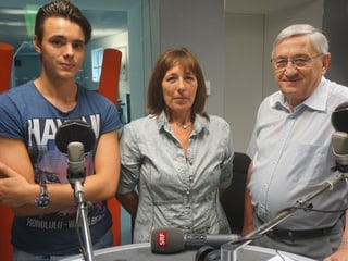 Cyrill Gurtner, Karolin Wirthner und Bernhard Stähelin im Radiostudio Bern.