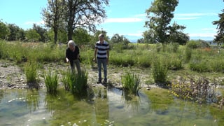 Frau und Herr Rossel an ihrem Teich