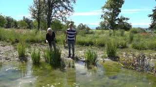 Frau und Herr Rossel an ihrem Teich Frau und Herr Rossel an ihrem Teich