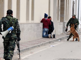 Soldaten nehmen Demonstranten fest (2011 in Tunis)