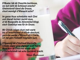 Ein Gedicht auf einem Bild mit einem Kind, das eine Karte schreibt.