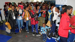 Ankunft von Eritreern und Äthiopiern in Rom. Ankunft von Eritreern und Äthiopiern in Rom.