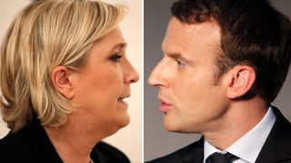 Le Pen (links) und Macron (rechts)