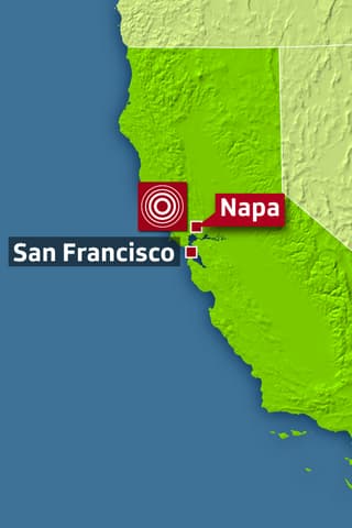 Karte von Kalifornien zeigt San Francisco und Napa