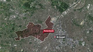 Sattelliten-Ansicht von Brüssel, rot eingezeichnet das Quartier Molenbeek. Sattelliten-Ansicht von Brüssel, rot eingezeichnet das Quartier Molenbeek.