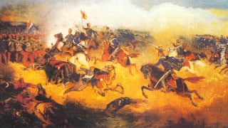 Ein Gemälder der Schlacht von Solferino zeigt Soldaten im Kampf.