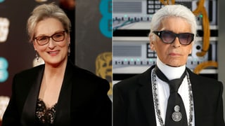 Porträt von Meryl Streep. Porträt von Karl Lagerfeld.