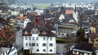 Blick auf Sarnen vom Landenberg aus.