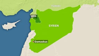 Karte von Syrien mit Idlib und Damaskus