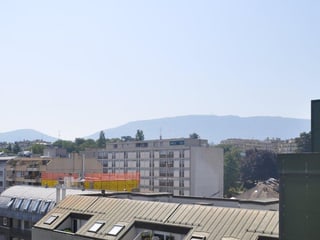 Stadt Genf, im Hintergrund der Berg Salève.