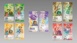 Mit dem Aufdruck «Specimen» versehene Kopien der bisher erschienenen Schweizer Banknoten der 9. Serie. Mit dem Aufdruck «Specimen» versehene Kopien der bisher erschienenen Schweizer Banknoten der 9. Serie.