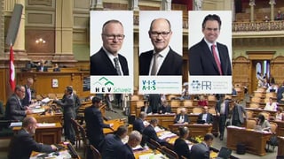 Drei Porträts von Politikern. Drei Porträts von Politikern.