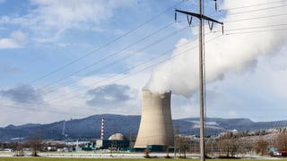 Der Kühlturm des Atomkrafwerks bei Goesgen in der Schweiz. 