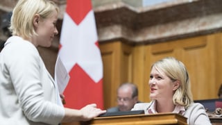 zwei Frauen reden miteinander im Nationalratssaal