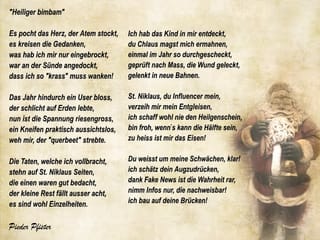 Ein Gedicht auf einem Bild mit einem Weihnachtsmann.